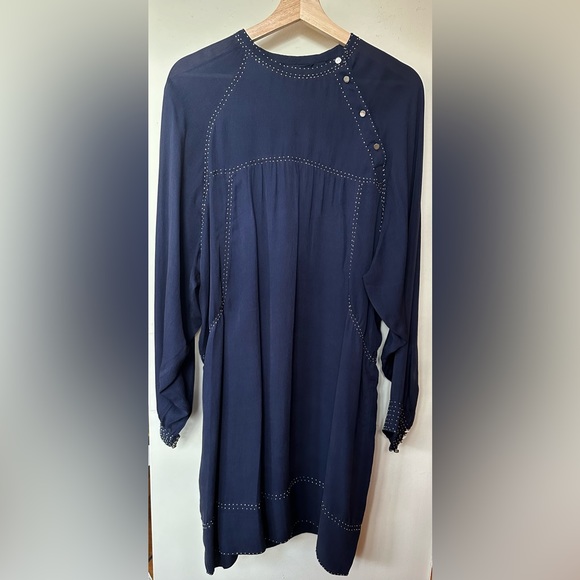 Isabel Marant Beaded Georgette Adele Shirt Dress Navy Blue Runway Fall 2015 - Picture 16 of 16